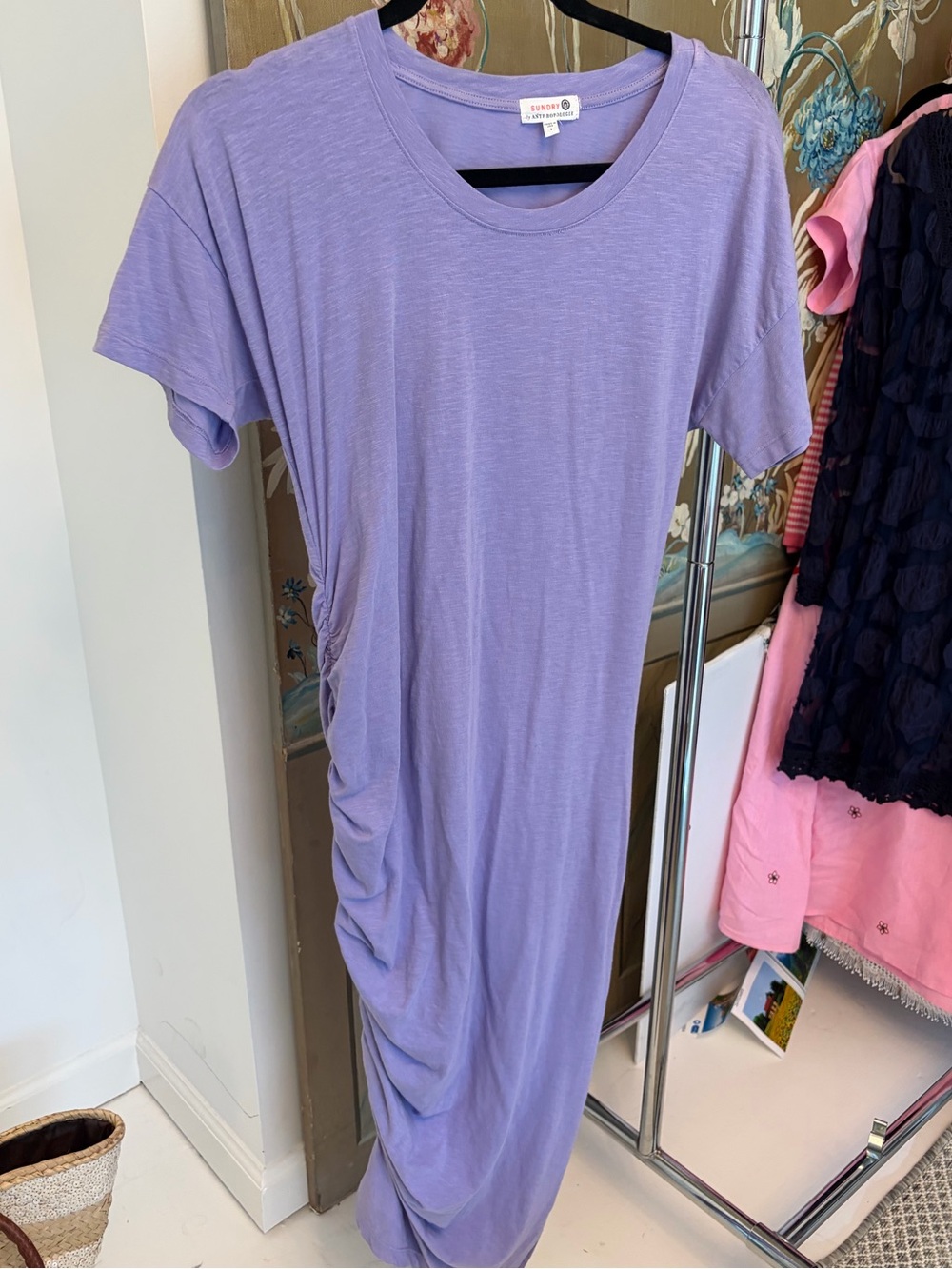 Sundry by Anthropologie Ruched Side T-Shirt Dress in Lavender